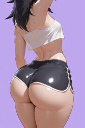 ai_generated ass black_hair booty_shorts breasts bubble_ass female kuroki_tomoko petite small_breasts stable_diffusion watashi_ga_motenai_no_wa_dou_kangaetemo_omaera_ga_warui! young