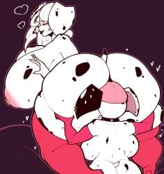 2girls dalmatian dog_girl eating_ass huge_ass jacksito_(artist) large_breasts monochrome oc oral oral_sex tagme yuri