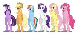 anthro applejack_(mlp) barbie_doll_anatomy big_breasts breasts featureless_breasts female flashequestria fluttershy_(mlp) mane_six_(mlp) my_little_pony pinkie_pie_(mlp) rainbow_dash_(mlp) rarity_(mlp) show_accurate show_accurate_anthro simple_background twilight_sparkle_(mlp) unguligrade_anthro