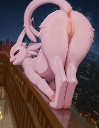 1girls ai_generated anus ass ass_up bedroom_eyes big_butt blush building cheek_tuft city city_background cityscape claws detailed_background dripping dripping_pussy eeveelution espeon excessive_pussy_juice facial_tuft feline female feral fluffscaler forehead_gem forked_tail fur generation_2_pokemon genitals humanoid_genitalia humanoid_pussy leaning_on_railing looking_at_viewer looking_back looking_back_at_viewer musk musk_clouds night nintendo on_roof open_mouth outside pawpads paws pink_anus pink_body pink_fur pink_pawpads pink_pussy plump_labia pokemon pokemon_(species) presenting presenting_anus presenting_hindquarters presenting_pussy purple_body purple_eyes purple_fur pussy pussy_juice pussy_juice_drip pussy_juice_on_leg pussy_juice_string quadruped raised_tail rear_view reflection seductive sky skyscraper smile solo tail teeth tongue tuft unusual_anatomy unusual_tail