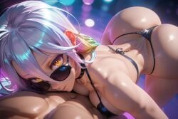 1boy 1boy1girl abs ai_generated ass ass back bent_over big_ass big_butt bikini breasts breasts_press female female_focus female_only from_above huge_ass huge_butt large_ass large_butt muscle muscles narrow_waist no_game_no_life nsfw pov realistic round_ass round_butt shiro_(no_game_no_life) sky4maleja sunglasses swimsuit thong thong_bikini