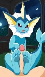 ai_generated feet feral foot_fetish foot_play footjob happy human nintendo pawjob paws pokemon pokemon_(species) pokephilia pov trainer uncensored vaporeon