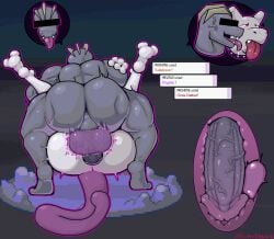 absurd_res ahe_gao anthro anus ass balls big_balls big_butt big_penis censor_bar duo from_front_position generation_1_pokemon genitals hi_res internal legendary_pokemon licking looking_pleasured machoke male male/male male_only mating_press mewtwo mind_control muscular muscular_male nintendo penis pokemon pokemon_(species) sex submissive tongue velvetdraw