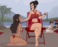 aldorian avatar_the_last_airbender azula big_ass big_breasts big_breasts big_butt big_thighs big_titties bikini black_hair brown_hair brown_skin commission curvaceous curvaceous_female curvaceous_figure curvy curvy_figure curvy_hips female female_focus female_only katara long_hair short_hair