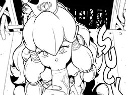 1girls crown cuckold donkey_kong_(arcade) dress fellatio handjob holding_penis kneeling long_hair looking_at_viewer mario_(series) monochrome naughty_face nintendo oral penis penis_grab pov pov_eye_contact princess princess_peach sketch sucking tekuho thigh_highs thighhighs