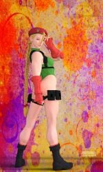 1girls 3d blonde_hair cammy_white female_only green_leotard leotard ponytail stjude90 street_fighter