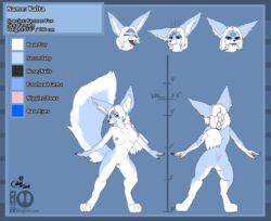 2018 anthro big_breasts blokfort blue_eyes blue_fur bottomless braided_hair breasts canid canine clothed clothing digital_media_(artwork) dress female fennec fox fur hair kalta_(blokfort) long_hair looking_at_viewer mammal model_sheet multicolored_fur nude pussy solo two_tone_fur white_fur white_hair