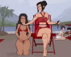 aldorian avatar_the_last_airbender azula big_ass big_breasts big_breasts big_butt big_thighs big_titties bikini black_hair brown_hair brown_skin commission curvaceous curvaceous_female curvaceous_figure curvy curvy_figure curvy_hips female female_focus female_only katara long_hair short_hair