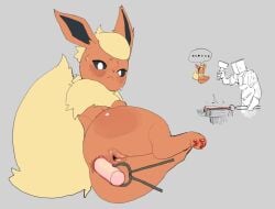2025 anal anal_sex anus ass black_inner_ear bodily_fluids clothed clothing duo ear_tuft eeveelution ellipsis female feral flareon fluffy fluffy_tail fur generation_1_pokemon genitals grey_background hammer hi_res holding_object holding_tongs holding_tool human long_ears male male/female mammal neck_tuft nintendo nude orange_anus orange_body orange_butt orange_ears orange_fur orange_vulva pawpads penetration pokemon pokemon_(species) pussy quadruped red_pawpads simple_background skeleton265 speech_bubble sweat sweatdrop tail tongs tools tuft vulva yellow_body yellow_fur yellow_tail
