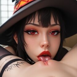 ai_generated cunnilingus eye_contact female_pov makeup megumin realistic yuri yuri