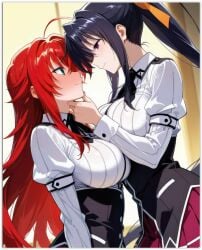 2girls ai_generated akeno_himejima girl_on_girl high_school_dxd lesbian_couple lesbian_domination lesbian_kiss lesbian_sex rias_gremory yuri yuri yuri