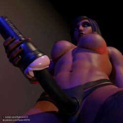 1girls abs areolae big_areola big_breasts big_breasts blender blender_(software) bottom_view choker dark-skinned_female dark_hair dark_lipstick dark_skin dominant_female egyptian egyptian_female fleshlight functionally_nude hi_res highres looking_away muscular_female nipples overwatch overwatch_2 pharah radmon222 self_upload short_hair simple_background solo_female stockings strap-on tagme thighhighs underboob