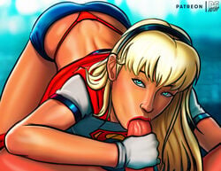 1boy 1girls :>= angry_dragon blonde_hair blowjob blue_eyes cape clothing dc dc_comics dcau duo eye_contact fellatio female gloves hair hair_ornament hairband handjob handjob_while_sucking kara_in-ze kara_kent kara_zor-el looking_at_viewer male male_pov miniskirt oral oral_penetration oral_sex pov pumpkinsinclair red_thong straight sucking supergirl thong unseen_male_face whale_tail