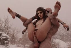 1boy 1boy1girl 1girls 3d ai_generated anal anal_sex barefoot breasts brown_hair completely_nude completely_nude_female feet feet_up female female_penetrated freya_(god_of_war) god_of_war goddess hairy_pussy kratos leg_grab legs legs_apart legs_up male male/female male_penetrating male_penetrating_female medium_breasts naked naked_female norse_mythology nude nude_female nude_male open_mouth pussy