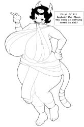 angstrom ankha_(cosplay) chubby egyptian futanari homestuck hyper_breasts hyper_penis kanaya_maryam monochrome pharaoh text wraps