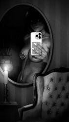 american_horror_story american_horror_story_(anthology_series) breasts covered_nipples covering evil evil_eyes evil_smile faith horror horror_(theme) mirror mirror_selfie nude nude_female scary spooky