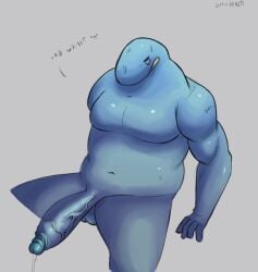 1boy anthro anthro_only biceps big_arms big_penis blue_body blue_skin fat_man large_penis long_penis male male_only muscular muscular_anthro muscular_male original_character penis simple_background thick_penis whale