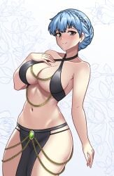 1girls alternate_costume blue_hair breasts female female_only fire_emblem fire_emblem:_three_houses hayato_stuff looking_at_viewer marianne_von_edmund nintendo solo yomorio_lingerie