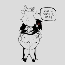 00ketsui 1girl 1nonbinary antlers ass ass_cheeks ass_dough ass_focus ass_grab ass_in_skirt ass_out ass_shot ass_squeeze ass_view ass_visible_under_skirt big_ass buttocks caked_up checkered_shirt dat_ass deer deer_girl deltarune exposed_ass fat_ass female fondling_ass freckles_on_ass groping groping_ass hooves human kris_(deltarune) large_ass long_hair neutral_expression noelle_holiday nonbinary plump_ass red_eyes rump short_hair tail thick_ass wide_ass wide_hipped_female wide_hips
