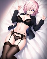 ai_generated breasts cleavage fate/grand_order fate_(series) female female_focus female_only glasses mash_kyrielight mashu pink_hair purple_eyes shielder_(fate) shielder_(fate/grand_order) short_hair solo type-moon zakuro3d