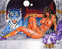 a_princess_of_mars anklet areolae armlet barsoom bed black_hair breasts breasts_out chris_foulkes dejah_thoris earrings female functionally_nude jewel jewelry john_carter_of_mars large_breasts lipstick long_hair looking_at_viewer mascara nipples royalty slim smile straight_hair submissive submissive_female tagme topless