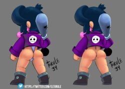 (handy) anus ass ass_focus back bare_thighs baseball_bat bibi_(brawl_stars) big_ass bottomless brawl_stars bubble_gum clothed clothing comparison cross_earrings female female_focus female_only from_behind full_body half-dressed jacket light-skinned_female light_skin mr._bat no_panties panties partially_clothed purple_jacket pussy rear_view simple_background small_ass solo solo_female solo_focus standing tight_clothing torule34 wedgie