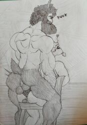 anal anal_sex beard bearded big_balls big_penis curly_hair facial_hair faun freckles freckles_on_shoulders from_behind fucked_into_submission gay gay_sex george_(character) hairy hairy_arms hairy_male hunk intense_sex manly muscle muscular muscular_male pencil_(artwork) penis rough_sex satyr sketch thick_penis traditional_art traditional_media traditional_media_(artwork) veiny_penis