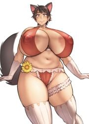 1girls 2021 animal_ears areola_slip areolae bare_shoulders bikini black_hair blush breasts brown_eyes cleavage fake_animal_ears fake_tail female female_only flower fox_ears fox_girl fox_tail gigantic_breasts gloves huge_breasts large_areolae looking_at_viewer mature_female navel nipple_bulge original pepe_(jonasan) raised_tail red_bikini short-haired_aunt_(pepe_(jonasan)) short_hair simple_background skindentation slightly_chubby smile solo standing sunflower sweat sweatdrop swimsuit tagme tail tail_wagging thick_thighs thigh_strap thighhighs thighs underboob white_background white_gloves zettai_ryouiki