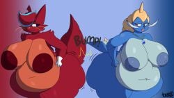 2girls bbw big_ass big_breasts breasts bubble_butt casey_(chip_at_night) chubby cleavage huge_ass huge_breasts multiple_girls pokemon pokemon_(species) samurott tagme thick_thighs thixxen wide_hips
