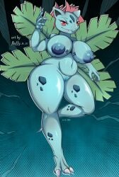 anthro behind breasts claws female fluffy_n_n ivysaur pokemon pokemon_(species) scales scalie solo vagina
