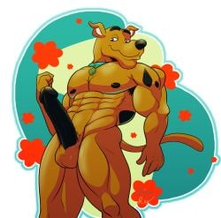 abs anthro background balls balls_out boner boner_out breasts brown_fur cock dick digital_media_(artwork) fanart furry horny male_only muscles muscular muscular_male naked pecs penis posing_for_the_viewer scooby-doo scooby-doo_(character) smirking smirking_at_viewer the_purple_wolf_guy warner_brothers