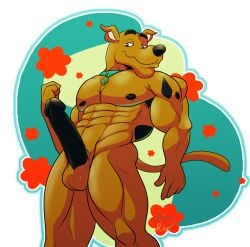 abs anthro background balls balls_out breasts brown_fur digital_media_(artwork) furry hanna-barbera horny male_only muscles muscular muscular_male naked pecs penis posing_for_the_viewer scooby-doo scooby-doo_(character) smirking smirking_at_viewer the_purple_wolf_guy warner_bros warner_brothers