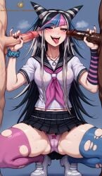 ai_generated crouching danganronpa handjob legs_apart mioda_ibuki mmf_threesome panties self_upload tagme threesome twistedpeach