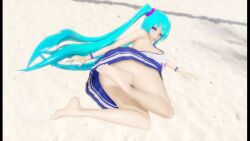 3d anya_jackal aqua_eyes aqua_hair beach big_breasts blue_eyes blue_hair cheerleader hatsune_miku mikumikudance mikumikudance_(medium) miniskirt mmd tagme vocaloid