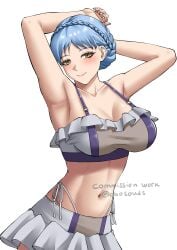 alternate_costume bikini blue_hair breasts crossover female female_only final_fantasy_vii fire_emblem fire_emblem:_three_houses grey_bikini grey_swimsuit marianne_von_edmund nintendo obosounds solo swimsuit tifa_lockhart_(cosplay)