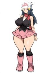 ai_generated big_breasts dawn_(pokemon) female female_focus female_only full_body mullon novelai pokemon pokemon_dppt scarf solo solo_female standing thick_thighs