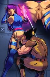 analingus anus artist_request marvel marvel_comics psylocke rimming wolverine wolverine_(x-men)