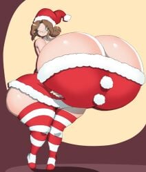 angstrom female_only glasses hyper_breasts santa_costume santa_hat thick_thighs thighhighs wide_hips