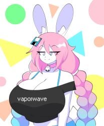 1boy artist_name big_breasts busty_boy collar cow_bell male male_only original_character peanut_butter_(theycallhimcake) rabbit rabbit_ears rabbit_humanoid smirking smug_smile solo solo_femboy tagme theycallhimcake twitter_link waist