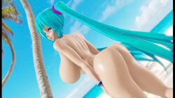 3d anya_jackal aqua_eyes aqua_hair beach big_breasts blue_eyes blue_hair hatsune_miku mikumikudance mikumikudance_(medium) mmd naked naked_female nude nude_female tagme vocaloid