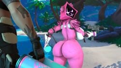 1boy 1girls 3d ass blender cat_ears cat_suit domination female fortnite helmet huge_female latex looking_at_viewer looking_up male nipples nipples_visible_through_clothing pov raven_team_leader riding size_difference x-lord