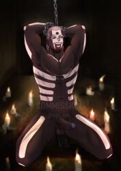 1boy aguzcm bara barazoku candle candles chained chained_up erection hidan kneeling naruto naruto_(classic) naruto_(series) naruto_shippuden nipple_chain nipple_piercing nipple_play on_knees pierced_nipples restrained