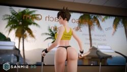 3d animated ass ass_jiggle butt_jiggle buttcheeks clothed clothing female female_only jogging lena_oxton overwatch panties running sanmie3d solo solo_female solo_focus sound tagme thong tracer treadmill video