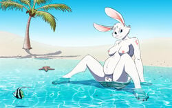 absurd_res anthro asterozoan beach breasts clothing disnomia echinoderm female female_focus fish furry group hi_res lagomorph leporid mammal marine pregnant presenting pussy rabbit sea seaside solo_focus starfish swimwear water