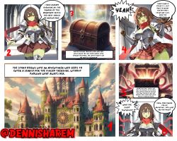 ai_generated breasts castle comic_page green_skin knight original_character tentacle zombie_girl