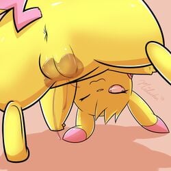 1:1 1girls 2018 ;3 all_fours alternate_color anus ass big_ass bodily_fluids feral fur furry furry_only genital_fluids hi_res looking_at_viewer looking_back male milachu92 milochu nintendo one_eye_closed original_character pikachu pink_fur pokémon_(species) pokemon presenting presenting_anus presenting_hindquarters presenting_pussy pussy pussy_juice rear_view rodent seductive shortstack smile solo spread_legs spreading tail text thick_thighs video_games watermark wet wide_hips wink yellow_fur