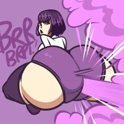 big_butt fart farting female huge_ass huge_butt lolotron6 panties purple_eyes purple_hair