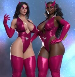 2girls 3d alien alien_girl alien_humanoid ass big_ass big_breasts breasts brown-skinned_female brown_body brown_skin bust busty carol_ferris chest curvaceous curvy curvy_figure dark-skinned_female dark_skin dc dc_comics fatality_(dc) female female_focus green_lantern_(series) hips hourglass_figure huge_ass huge_breasts human knockkale large_ass large_breasts legs light_skin mature mature_female star_sapphire star_sapphire_(dc) star_sapphire_corps thick thick_hips thick_legs thick_thighs thighs voluptuous voluptuous_female waist wide_hips xanshian yrra_cynril