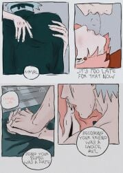 1boy 1girls english_text female hatake_kakashi holding_hands kissing making_out male male/female moaning naruto naruto_(series) naruto_shippuden pink_hair sakura_haruno saliva_string speech_bubble straight talking_to_partner teacher_and_student