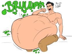 2boys belly belly_bulge black_eyes black_hair burping invincible male male_only male_pred male_prey mark_grayson omni-man one_eye_closed onomatopoeia princeofvore text text_bubble topless vore vore_belly